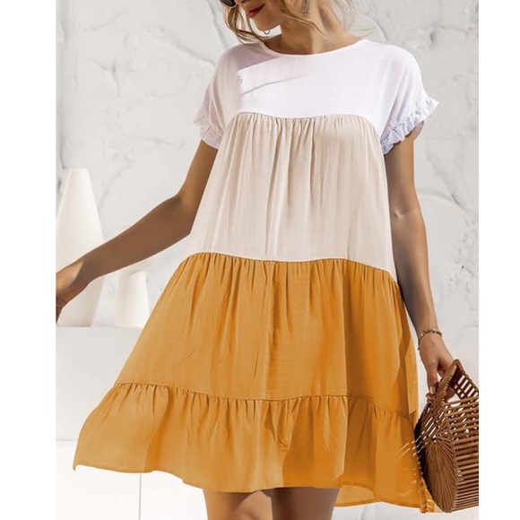 Boho spring summer ruffle trim mini dress - Picture 10 of 12